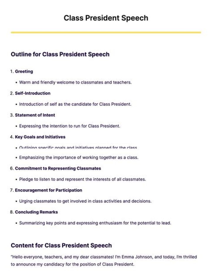 How do you start a class president speech
